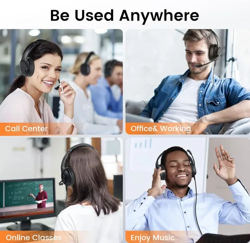 Vista 8 de EKSA Auriculares con micrófono para laptop, auriculares con cable para computadora con controles de volumen y silencio de micrófono, auriculares