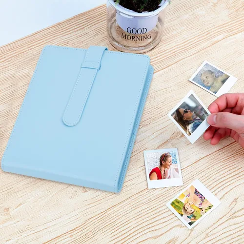 Vista 8 de Álbum de fotos de 256 bolsillos para cámara Polaroid Go Everything Box y película instantánea, álbum de fotos Polaroid Go (azul)