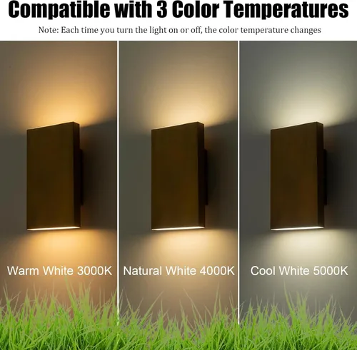 Vista 5 de Luces de pared doradas hechas a mano para exteriores, de 10 pulgadas, luces LED de pared para patio, accesorios de iluminación exterior Oro hecho a