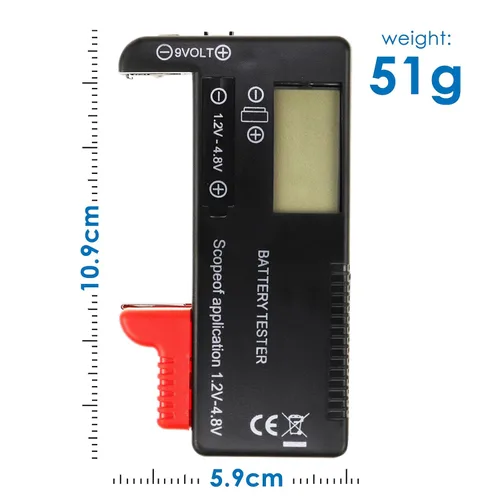 Vista 7 de Comprobador de batería digital, comprobador universal de batería para pilas AA AAA C D 9V 3.7V 1.5V - Portátil con precisión comprobar el nivel