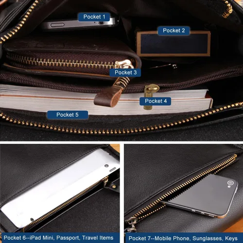 Vista 4 de Nepena Bolso bandolera pequeño para hombres y mujeres, bolso cruzado de hombro para hombre, bolso cruzado lateral para viajes y trabajo