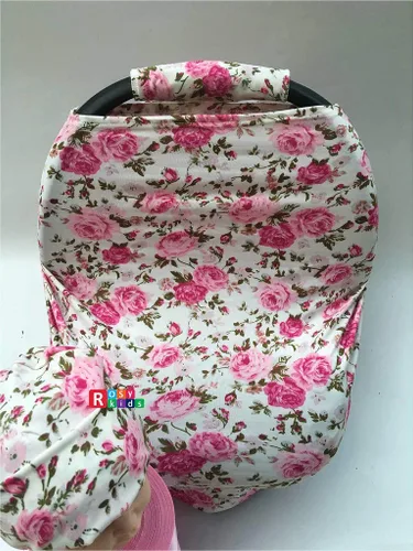 Vista 3 de Juego de 9 piezas de funda para asiento de coche infantil, cubierta para reposacabezas, sombrero, bufanda de enfermería, 25JE01