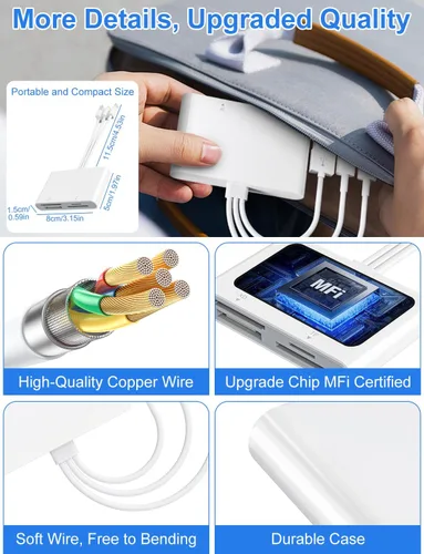 Vista 7 de Adaptador Memory Stick Pro Duo - Lector de tarjetas XD para iPhone/USB C/A, 4 en 1 SD/TF/MS/XD Lector de tarjetas Sony Cybershot lector de tarjetas