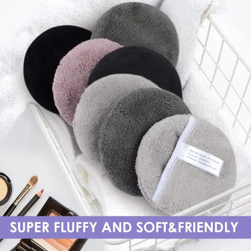 Vista 3 de SUNLAND Almohadillas desmaquillantes reutilizables para cara, ojos, labios, paquete de 6 unidades, color negro Guantes de limpieza facial