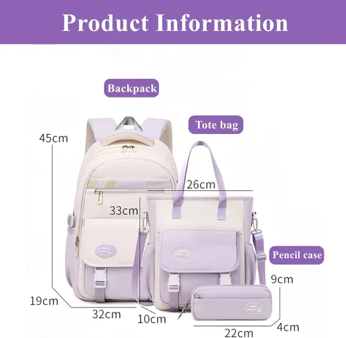 Vista 2 de Mochila Estética para Niñas Linda Mochila para Niños Mochila de Escuela Primaria para Adolescentes de Escuela Secundaria, Rojo y blanco, Classic