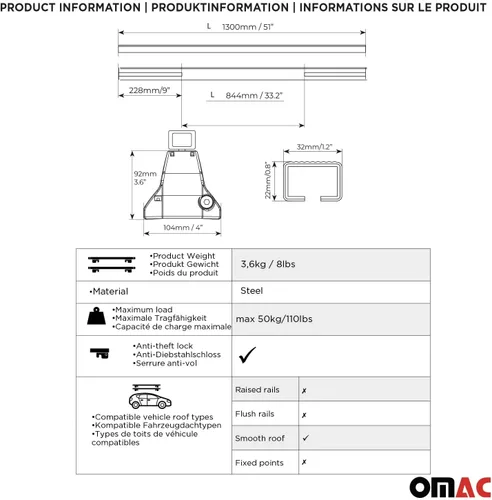Vista 4 de OMAC Barras transversales superiores para Mercedes EQS V297 2022-2024 Acero Negro