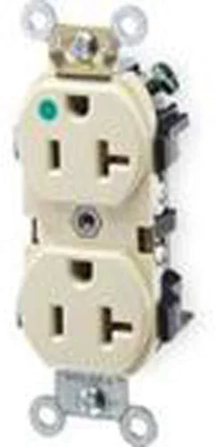 Vista 4 de Leviton 20 A, 125 V, grado hospitalario de servicio pesado, receptáculo dúplex, hoja recta, autotierra, 8300-HGY, gris