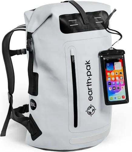 Vista 12 de Earth Pak Mochila impermeable - Mochila de senderismo resistente - Bolsa con cierre enrollable - Bolsa seca acolchada con carcasa impermeable