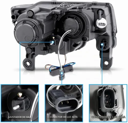Vista 5 de AmeriLite - Conjunto de faros delanteros de repuesto para Jeep Grand Cherokee Switchback 2017-2022, faros de proyector cuadrados LED, negro, lado