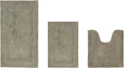Vista 245 de Better Trends - Juego de 2 alfombras de baño 100% algodón, extra suaves, con borlas, de 17" x 24", alfombra de baño superabsorbente y reversible