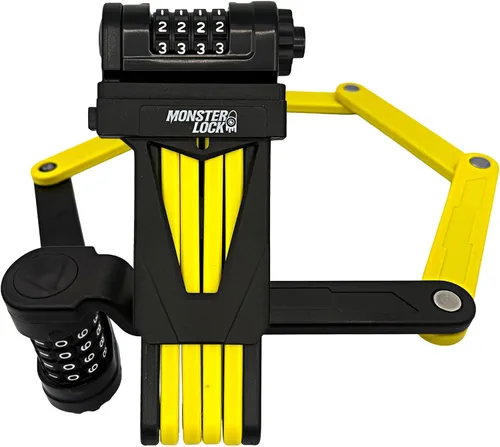 Vista 10 de Monster - Candado plegable para bicicleta, acero endurecido antirrobo, resistente al óxido, plegable, compacto, de alta seguridad, para bicicleta
