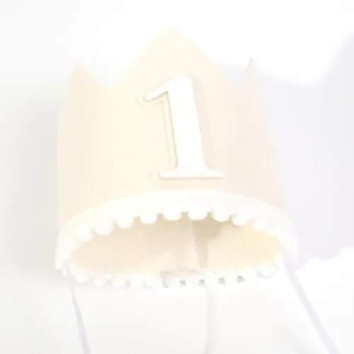Vista 6 de Sombrero de corona boho para primer cumpleaños, decoraciones naturales, accesorios para fotos de pastel blanco lechoso