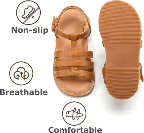 Vista 21 de THEE BRON Sandalias cómodas para niñas, zapatos para niños, sandalias rellenas