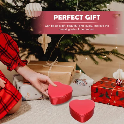 Vista 6 de Caja vacía de metal con forma de corazón: 10 unids cajas de chocolate de caramelo latas con tapa cosméticos latas Día de San Valentín regalos