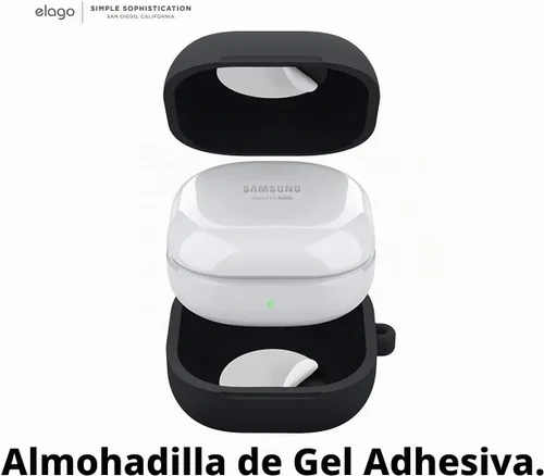 Vista 6 de elago Funda colgante de silicona para Galaxy Buds FE, 2 Pro, 2, Pro, Live Negro