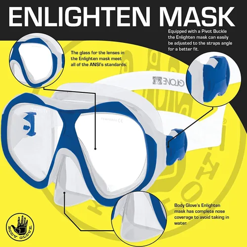 Vista 5 de Body Glove Juego de esnórquel para adultos con bolsa de viaje, máscara de buceo de vidrio templado, gafas de silicona, aletas de natación