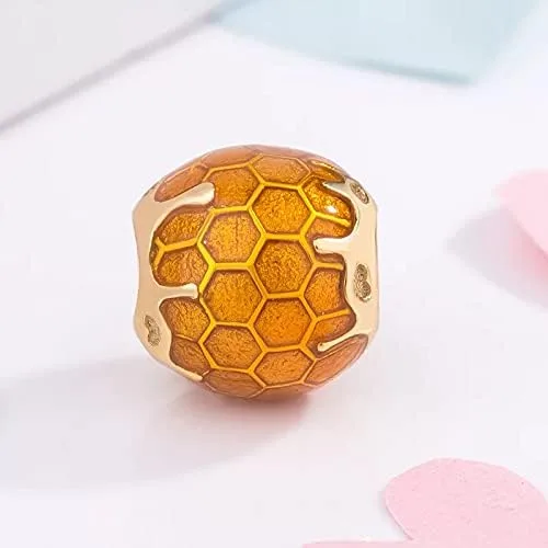 Vista 2 de Cuentas de plata de ley 925 de Bee Hive para pulseras europeas, Plata esterlina