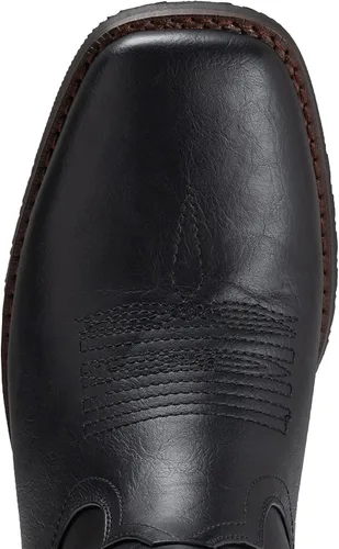 Vista 3 de IUV Botas de Vaquero para Hombre de Pie Ancho Punta Cuadrada Botas Occidentales con Bordado Clásico Duraderas Sin Cordones Negro