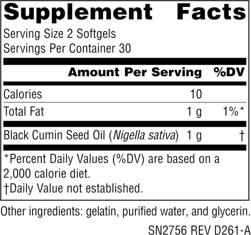 Vista 2 de Source Naturals, Aceite de semilla negra - 60 cápsulas blandas