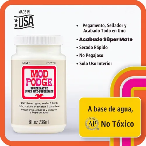 Vista 3 de Mod Podge Super Matte, pegamento todo en uno, sellador y acabado premium, 8 onzas líquidas, CS27596