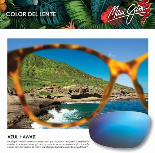 Vista 5 de Maui Jim Gafas de sol unisex Hookipa Ultra Rectangular Mate sólido azul oscuro W/amarillo/azul Hawaii polarizado