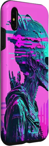 Vista 15 de iPhone 14 Pro Max Cool Retro Alien Sunset Tropical Trippy Vaporwave Sky Art Case