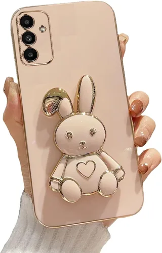 Vista 47 de Funda con soporte de conejo de corazón para Samsung Galaxy A10, cubierta protectora de TPU suave galvanizada a prueba de golpes con bonito soporte