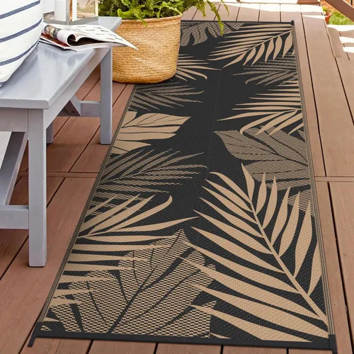 Vista 40 de GENIMO - Alfombra para exteriores de 6 x 9 pies, para patio, espacios amplios, reversible, de pajillas de plástico, alfombra impermeable para Azul