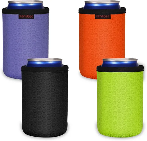 Vista 13 de Paquete de 4 Fundas Enfriadoras para Latas Delgadas de 12oz, Suaves Aisladas Reutilizables Antideslizantes de Neopreno Portavasos Cubiertas