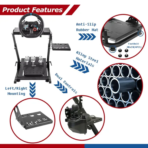 Vista 2 de Minneer G25G27G29G920 Racing Steering Wheel Stand, Applicable to T248PST248XBox Simulator Cockpit Adjustable Height Foldable Wheel Pedals NOT