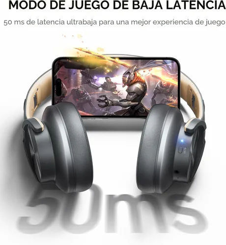 Vista 8 de Picun B8 - Auriculares inalámbricos Bluetooth, 120 horas de reproducción, modos 3EQ, color gris Over-Ear, Built-in Microphone, Multipoint