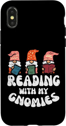 Vista 4 de Funda para iPhone 15 Reading With My Gnomies Funny Gnomes Book Lover Bookworm