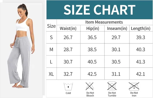 Vista 6 de ADANIKI Pantalones deportivos para mujer, pantalones de yoga con bolsillos para mujer, pijamas de trabajo, pantalones de pierna ancha con cordón