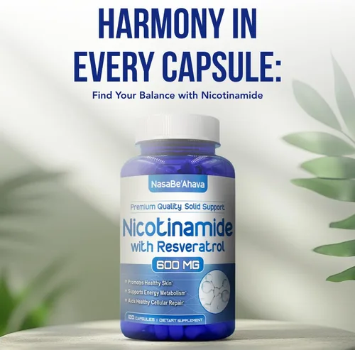 Vista 7 de Resveratrol con vitamina B3 Nicotinamida 500mg Precursor NAD+ y complejo de longevidad con forma de nicotinamida de vitamina B3 Niacina sin