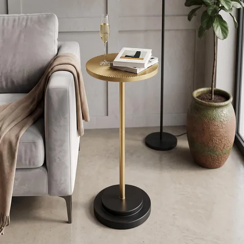 Vista 19 de COVLON Mesa de bebidas, mesa de Martini tallada, mesa auxiliar pequeña, mesa de pedestal con base pesada para sala de estar, dormitorio, espacio
