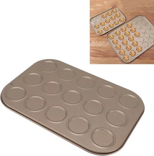 Vista 6 de Luqeeg Molde superior para magdalenas, material de acero al carbono, revestimiento antiadherente, distribución uniforme, bandeja para magdalenas 15