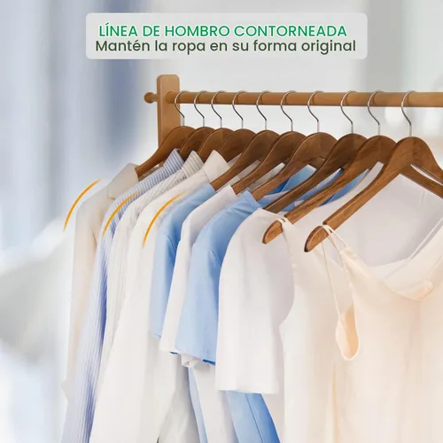 Vista 6 de Nature Smile Paquete de 20 perchas de madera de loto de alta calidad, perchas de madera para camisas, abrigos, chaquetas, perchas de ropa