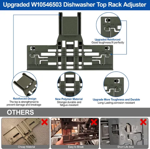 Vista 5 de Actualizado W10546503 WPW10546503 Ajustador de Estante Superior de Lavavajillas de Reemplazo Para Piezas de Lavavajillas Kitchenaid Estante Superior