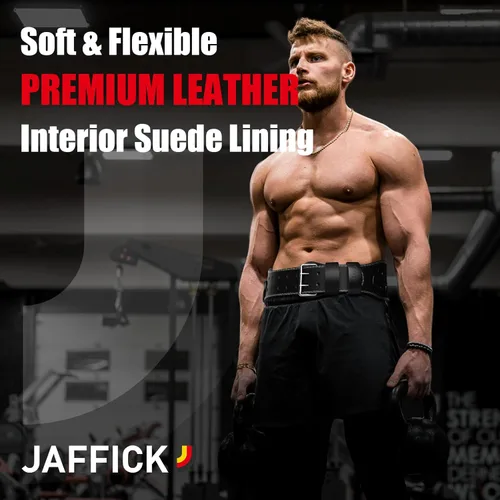Vista 5 de Jaffick Cinturón de cuero para levantamiento de pesas y cinturón de inmersión 2 en 1 con cuerda para levantamiento de pesas, gimnasio, levantamiento