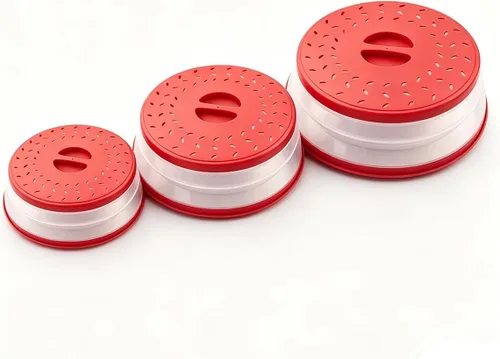 Vista 15 de Cubierta plegable para salpicaduras de microondas, cubierta para platos de microondas con ventilación de vapor, silicona y plástico sin BPA