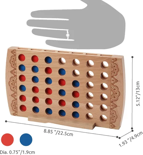 Vista 2 de Juego de madera 4 en una fila, decoración de mesa auxiliar, juego de estrategia clásico, juegos de mesa familiares, juguetes de regalo para niños