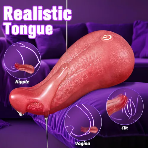 Vista 3 de Vibrador de lengua para mujeres, vibradores realistas 3 en 1, juguetes sexuales para adultos con 9 modos de lamer, vibración y calentamiento