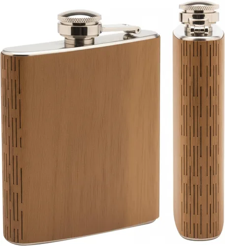 Vista 14 de WUDN Frasco de madera de 6 oz. - Cuerpo de acero inoxidable, bandera americana real