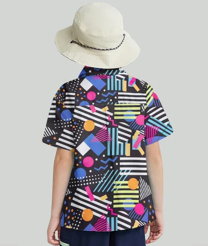 Vista 3 de Enlifety 2-10T Camisa hawaiana para niños y niñas, de manga corta, con botones, blusa casual de verano hawaiano