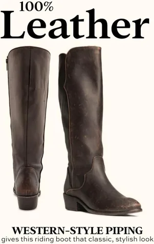 Vista 18 de Frye Carson - Botas altas para mujer hechas de cuero anticuado con ribetes de estilo occidental, cierre de cremallera interior y tacón bajo, altura