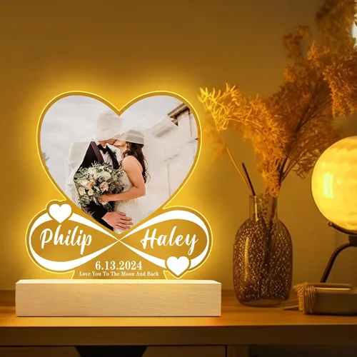 Vista 4 de Canción acrílica personalizada con foto, regalo personalizado para novio, novia, cubierta de álbum acrílico, placa de música transparente
