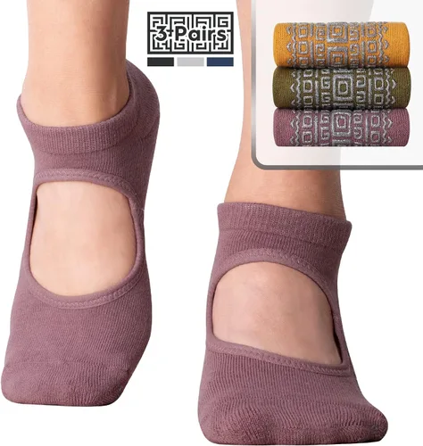 Vista 4 de unenow Calcetines antideslizantes de yoga para mujer con acolchado para pilates, barra, hogar