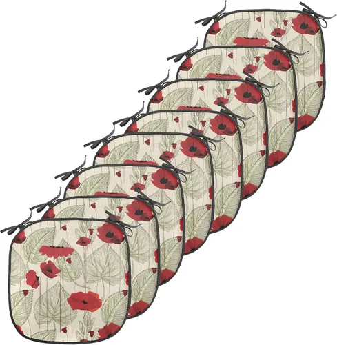 Vista 121 de Ambesonne Cojín de asiento para silla de flores, detalles florales con hojas y remolinos, estampado artístico romántico y vívido y vibrante