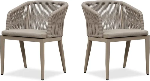 Vista 14 de PURPLE LEAF Silla de comedor al aire libre, 2 piezas, para todo tipo de clima, mimbre de mimbre, marco de aluminio, silla de comedor para patio