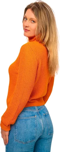 Vista 2 de Suéter de cuello alto naranja para mujer, otoño, para parejas, de gran tamaño, cosplay, disfraces de Halloween